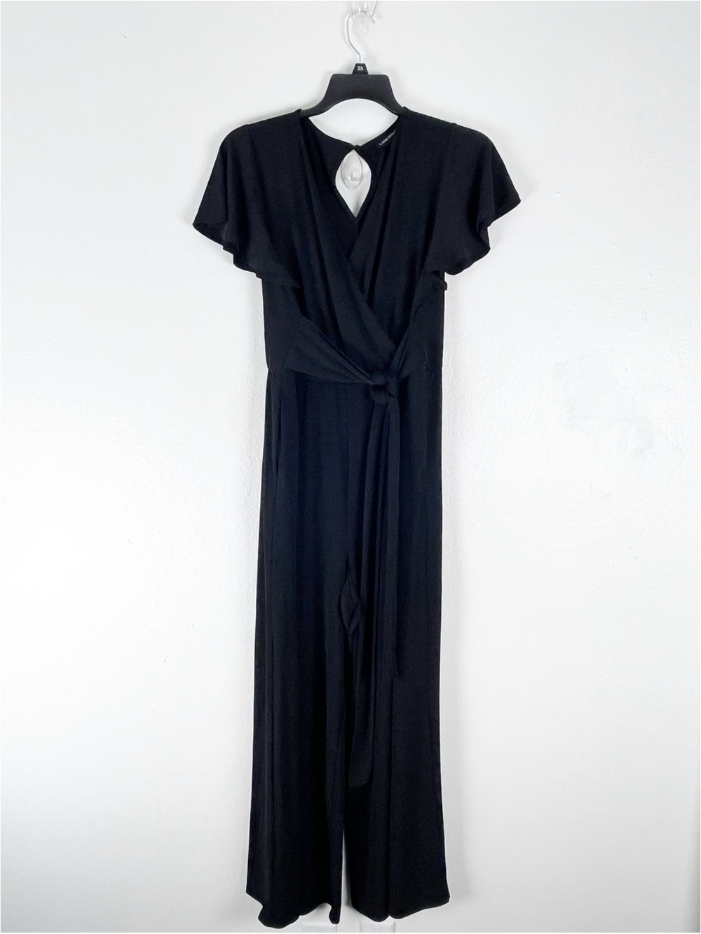 LANE BRYANT Classic Black Faux Wrap Top Short Sleeves Jumpsuit Size 18/20